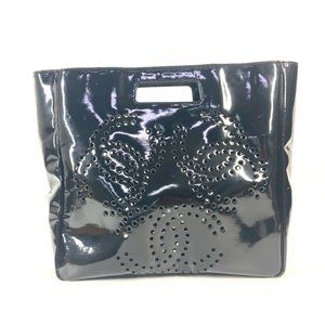 CHANEL Chanel Punching Logo Triple Coco CC Mark Big Bag Handbag Enamel Women'...